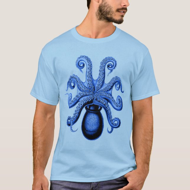 Vintage Blue Octopus 1 Underside T-Shirt (Front)