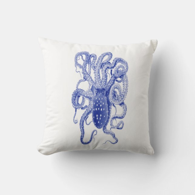 vintage blue octopus pillow (Front)