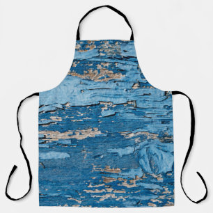 Vintage Blue: Old Wooden Texture Apron