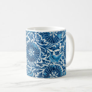 Vintage Blue Ornamental Floral Pattern Coffee Mug