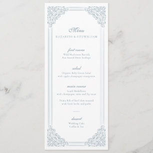 Vintage Blue Ornamental Frame + Thank You Note Menu