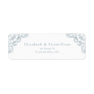 Vintage Blue Ornate Frame Bordered Address Label Return Address Label