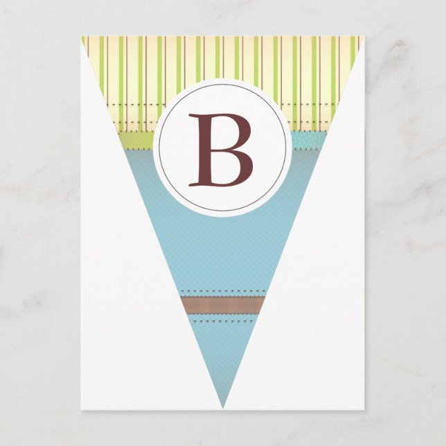 Vintage Blue Party Flag Bunting Banner Postcard (Front)