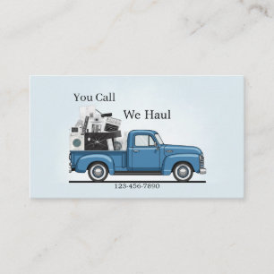 Vintage Blue Pickup Junk Removal Business Card 