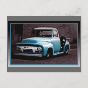 Vintage Blue Pickup Truck Postcard