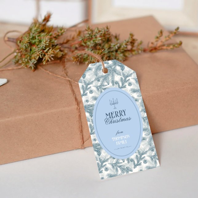 Vintage Blue Pine Christmas Gift Tags (Creator Uploaded)