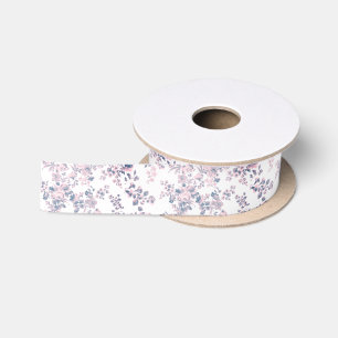 Vintage blue pink bohemian elegant floral satin ribbon