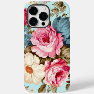 Vintage Blue Pink Floral Garden  Case-Mate iPhone 14 Pro Max Case