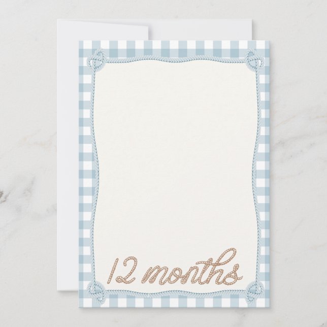 Vintage Blue Plaid Rodeo 12th Month Monthly Card (Front)