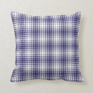 Vintage Blue Plaid Twill Cushion