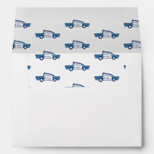 Vintage Blue Police Car Birthday Party Envelope