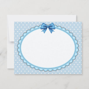 Vintage Blue Polka Dot Scalloped Frame with Bow Card