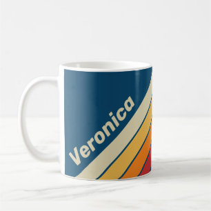 Vintage Blue Rainbow Striped with Name Coffee Mug