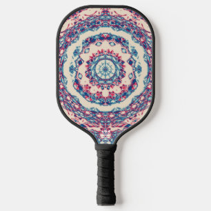 Vintage Blue Red Abstract Mandala Art Design Pickleball Paddle