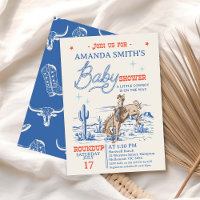 Vintage Blue Red Rodeo Cowboy Baby Shower