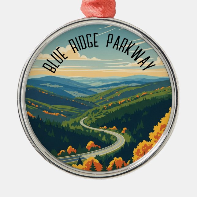 Vintage Blue Ridge Parkway Souvenir Metal Ornament (Front)