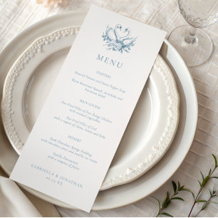 Vintage Blue Romantic Swans Wedding Menu