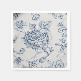 Vintage blue rose napkin