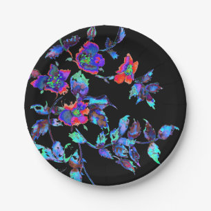 Vintage blue Rose Paper Plate