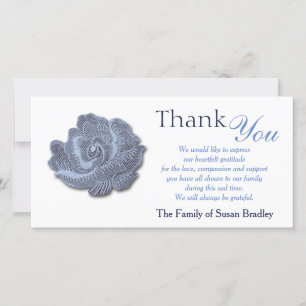 Vintage Blue Rose  Sympathy Thank You Photo Card