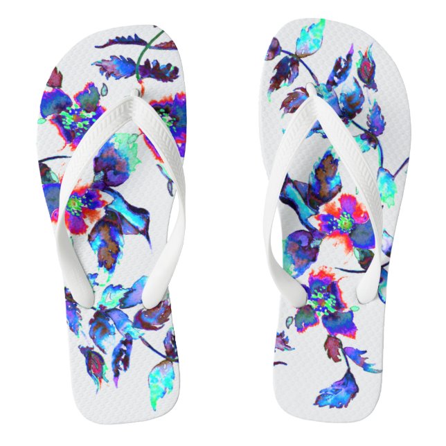 Vintage blue Rose Thongs (Footbed)