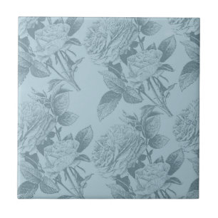 Vintage Blue Roses Ceramic Tile