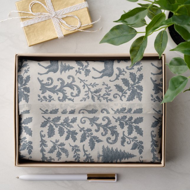 Vintage Blue Rustic Deer  Tissue Paper (Gift)
