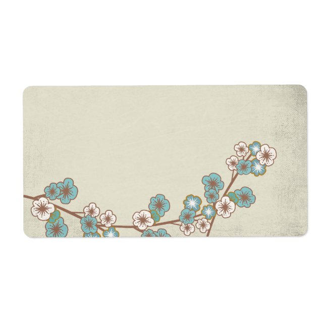 Vintage blue sakura flowers Label (Front)
