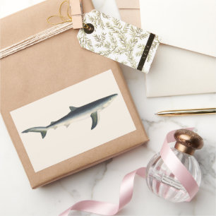 Vintage Blue Shark, Aquatic Ocean Marine Life Rectangular Sticker