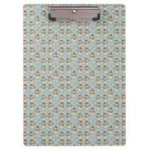 Vintage blue snowman and snowflakes Christmas Clipboard