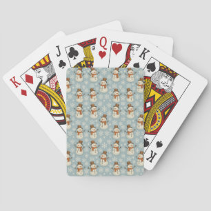 Vintage blue snowman and snowflakes Christmas Playing Cards