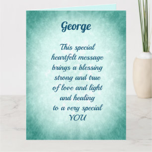 Vintage Blue stars  Add Name Get Well Card