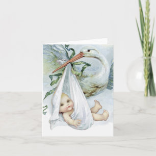 Vintage Blue Stork Thank You Cards