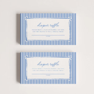 Vintage Blue Stripe Baby Shower Diaper Raffle  Enclosure Card