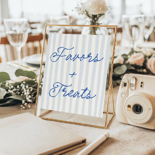 Vintage Blue Stripe Favours and Treats Sign