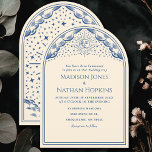 Vintage Blue Sun Moon Tarot Arch Wedding Invite<br><div class="desc">Set the tone for a mystical union with these vintage tarot-inspired wedding invitations showcasing a stunning sun,  moon,  and stars design in an elegant arch frame in blue and cream colours. Perfect for celestial and timeless celebrations! Matching items in our shop for a complete party theme.</div>