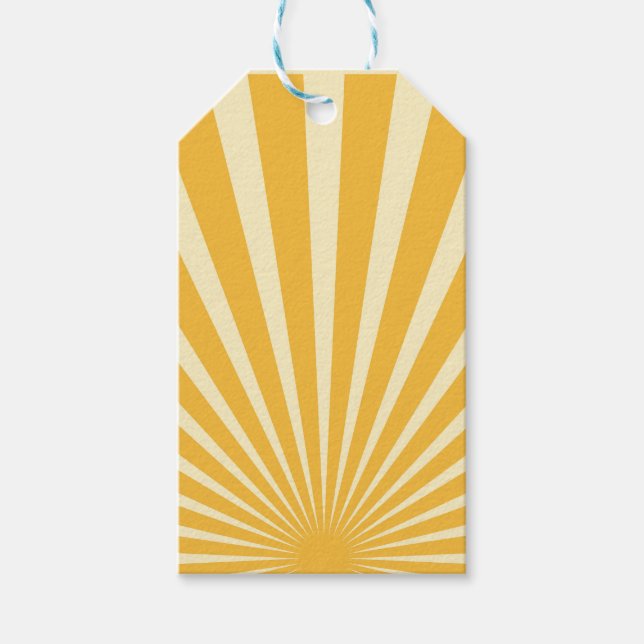 Vintage blue sunburst posters gift tags (Front)