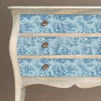 Vintage Blue Teal Toile de Jouy Floral Monogram