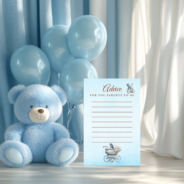 Vintage Blue Teddy Carriage Elegant Advice Card (Creator Uploaded)