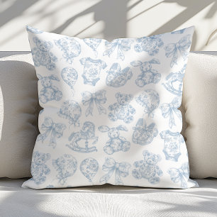 Vintage Blue Toile de Jouy Nursery Cushion