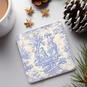 Vintage Blue Toile de Jouy Storybook Kids Stone Coaster