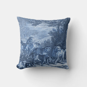 Vintage Blue Toile Whippets and other Dogs Cushion