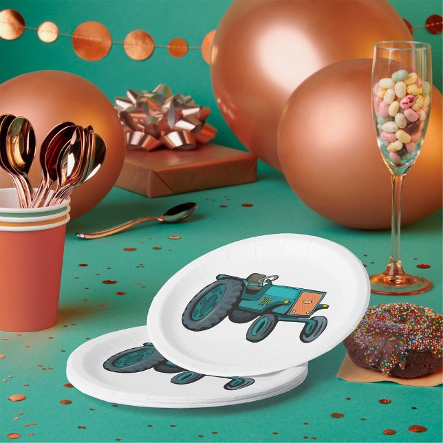 Vintage Blue Tractor Farm Life Paper Plate (Creator Uploaded)