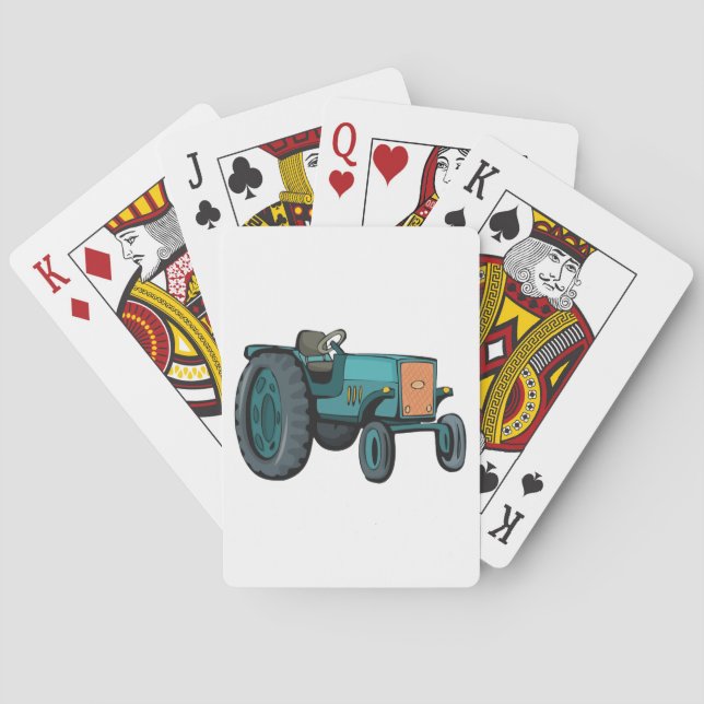 Vintage Blue Tractor Farm Life Playing Cards (Back)