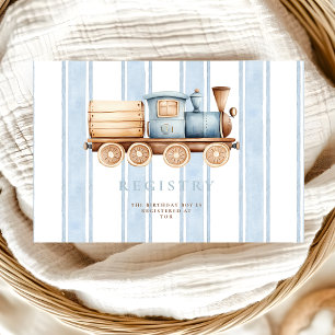 Vintage Blue Train 1st Birthday Registry Enclosure Card