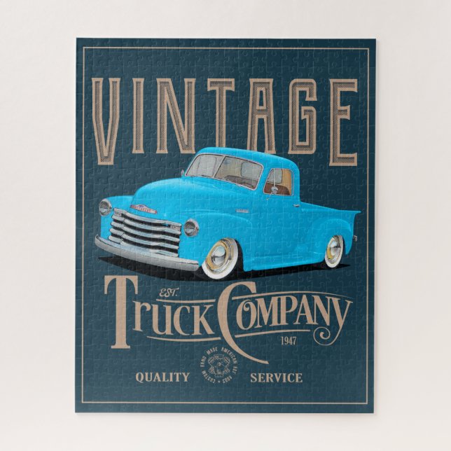 Vintage Blue Truck and Company Jigsaw Puzzle (Vertical)