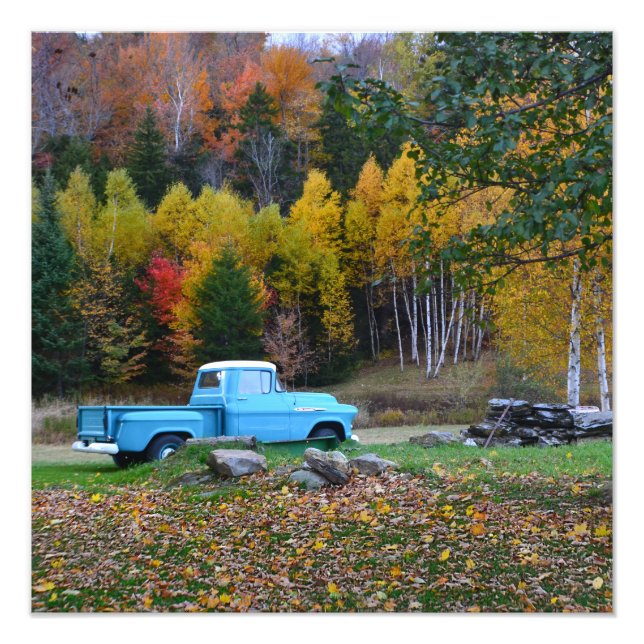 Vintage Blue Truck Photo Enlargement Print (Front)