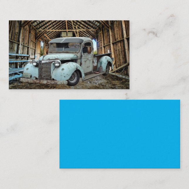 Vintage Blue Truck Rustic Barn Business Card (Front/Back)