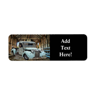 Vintage Blue Truck Rustic Barn Label Return Address Label