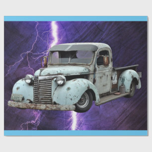 Vintage Blue Truck Wrapping Paper